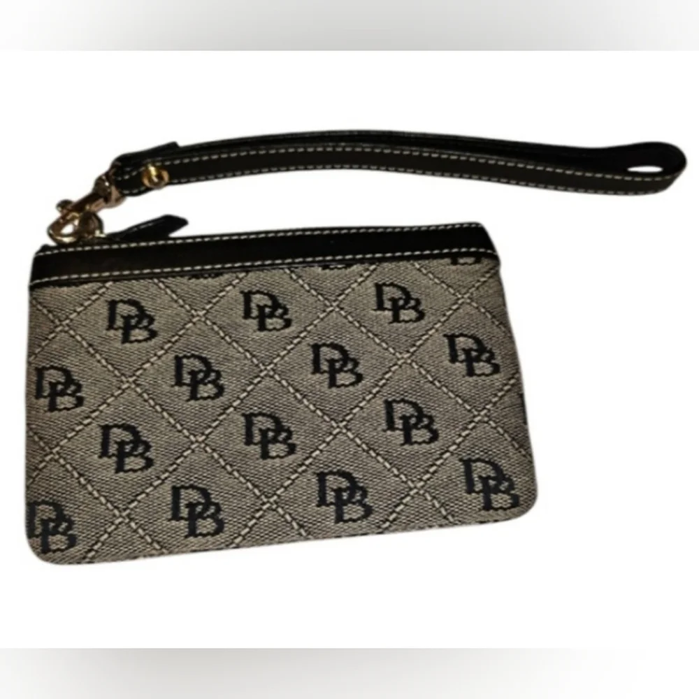 Dooney & Bourke Signature Monogram Canvas Leather interior Wristlet